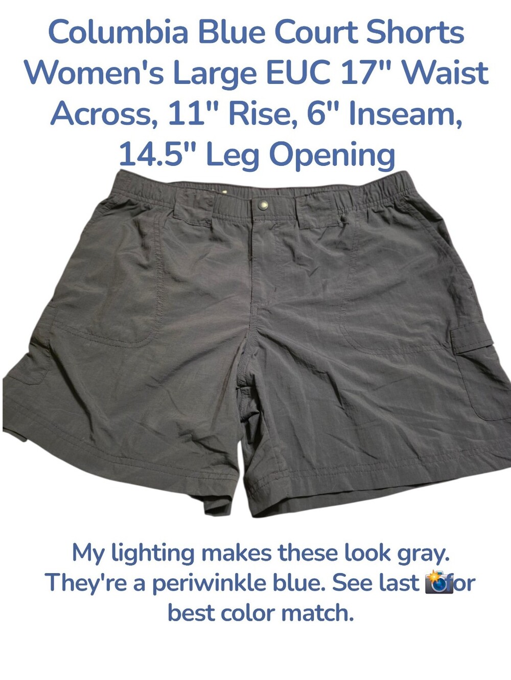 Columbia Women's Omni-Shade Walnut Blue Cargo Court Shorts Size L Nwot 30 UPF